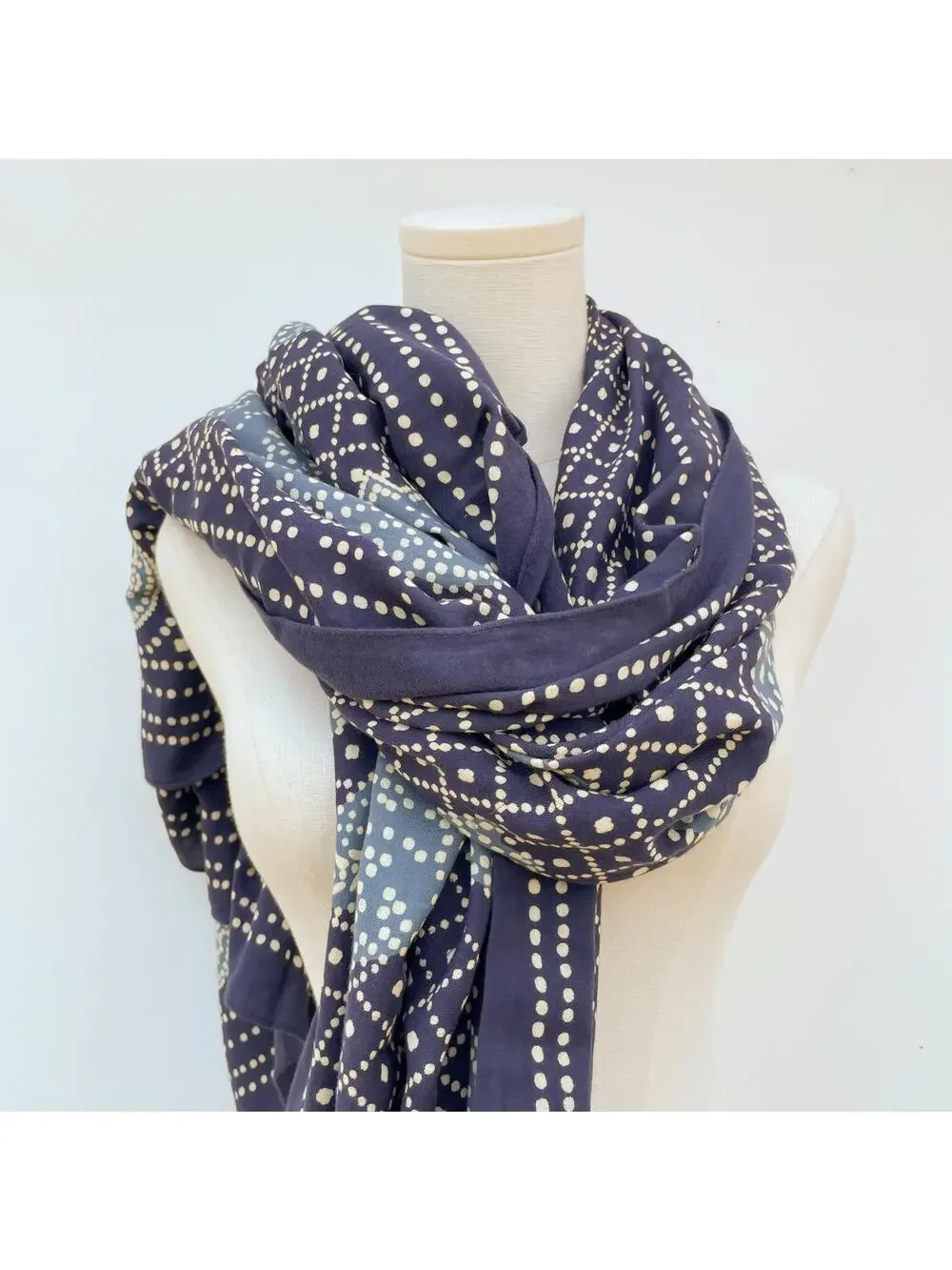 Tory Burch Oversized Wrap Scarf Polka Dot Crab Coastal Preppy Travel Wardrobe